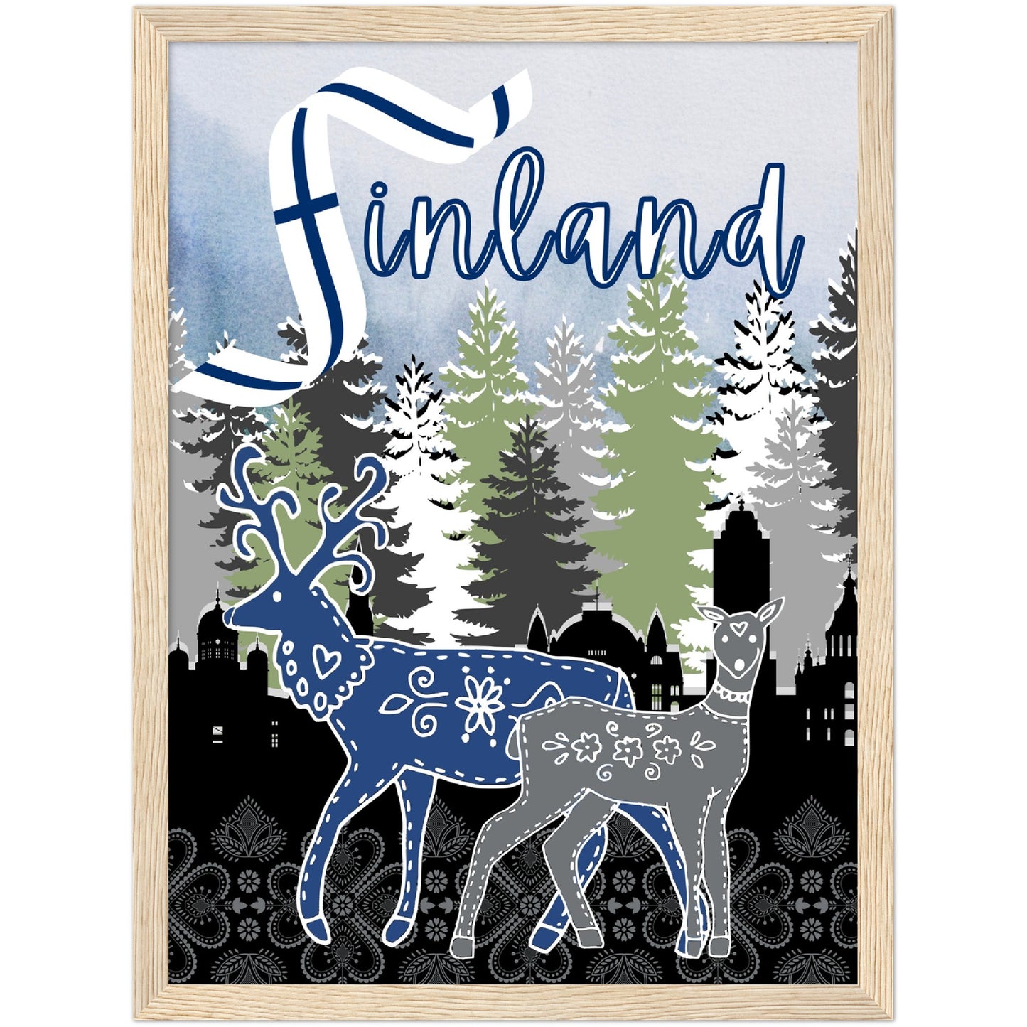 Finland Premium Wooden Framed Poster