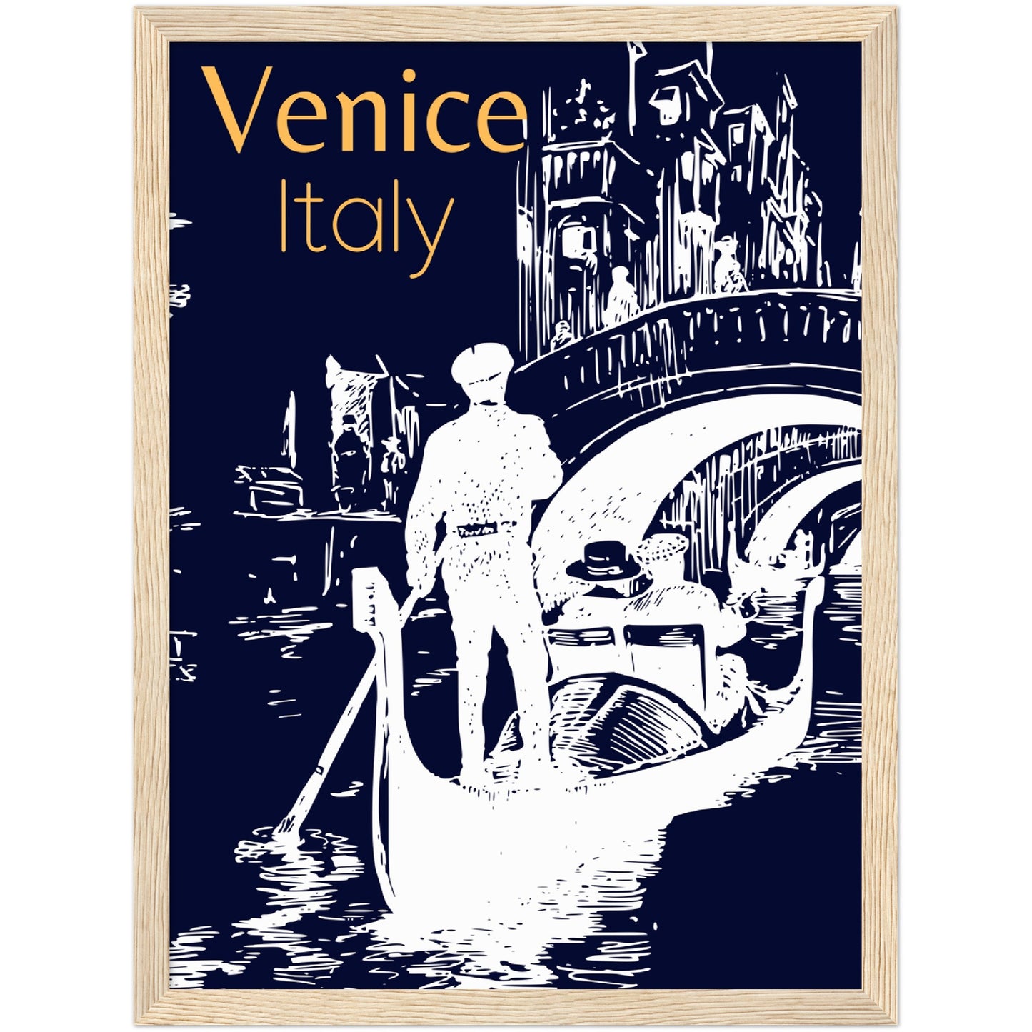 Venice at the Bridge Premium Wooden Framed Poster