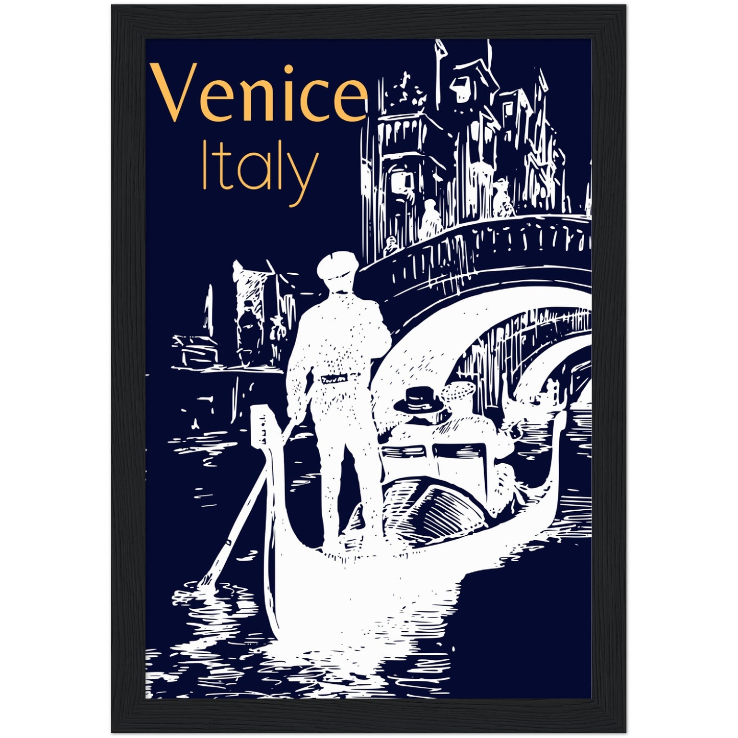 Venice at the Bridge Premium Wooden Framed Poster